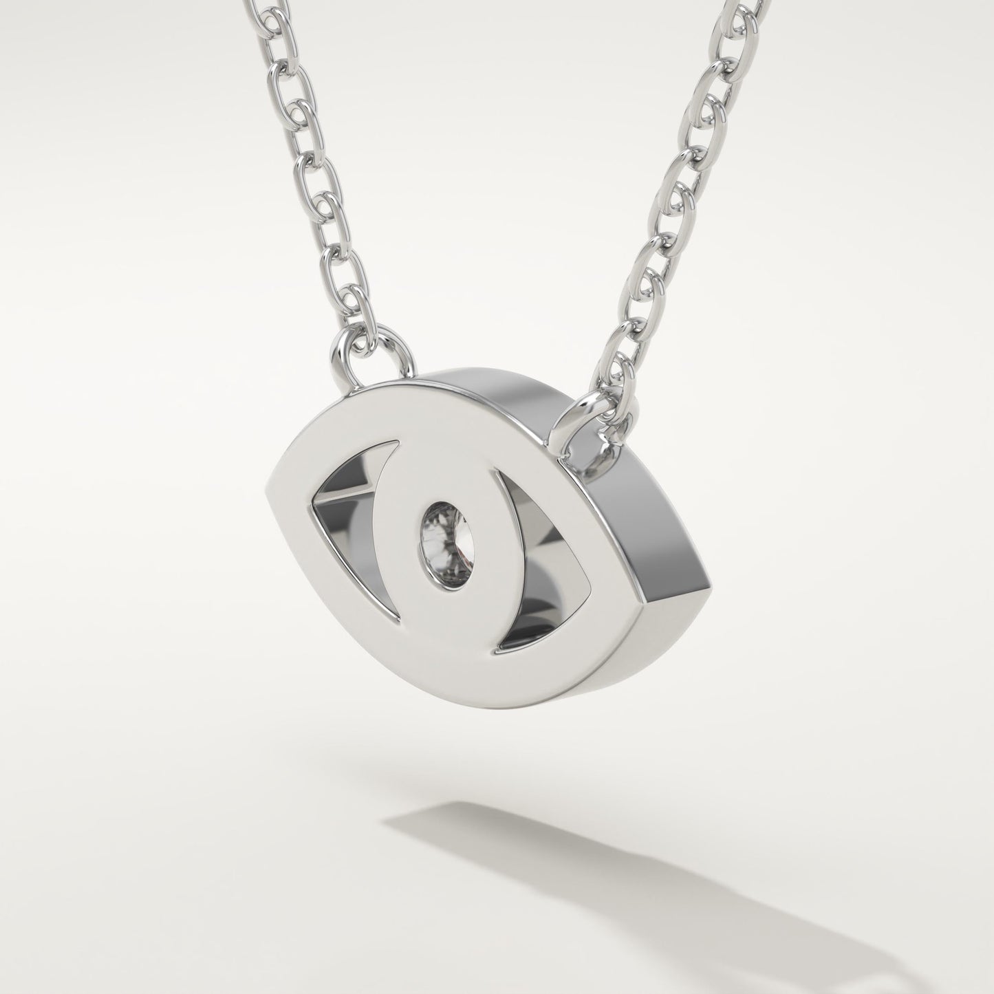 0.08 CT Round Lab-Grown Diamond Evil Eye Charm Necklace