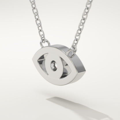 0.08 CT Round Lab-Grown Diamond Evil Eye Charm Necklace