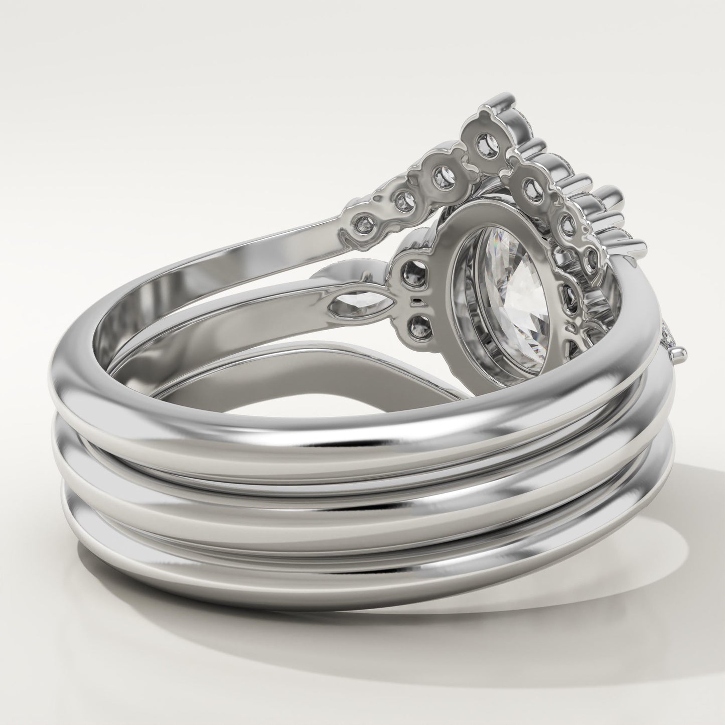 Oval Cut Cluster Lab-Grown Diamond Bridal Set
