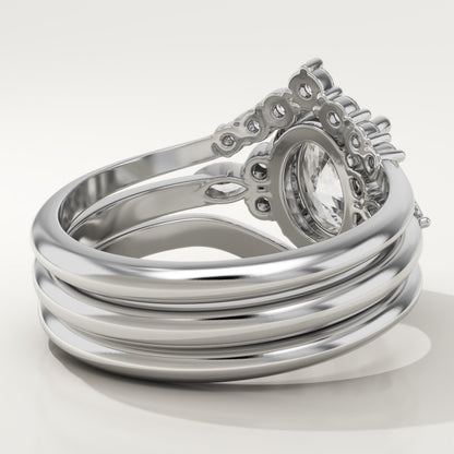 Oval Cut Cluster Lab-Grown Diamond Bridal Set