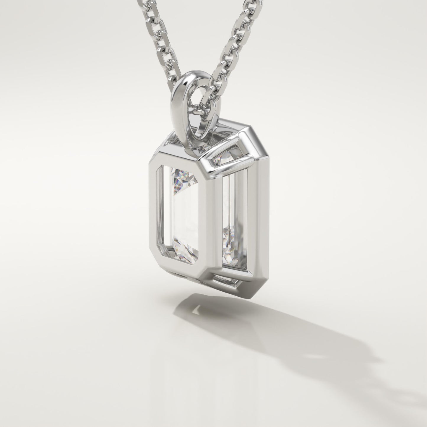 2 CT Emerald Lab-Grown Diamond Solitaire & Bezel Necklace