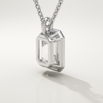 2 CT Emerald Lab-Grown Diamond Solitaire & Bezel Necklace