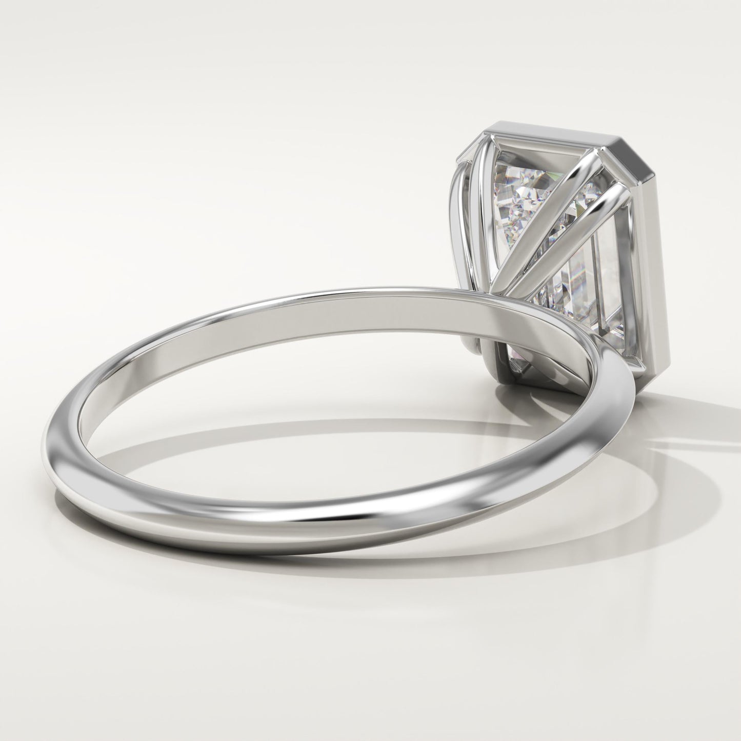 Emerald Cut Bezel Lab-Grown Diamond Engagement Ring