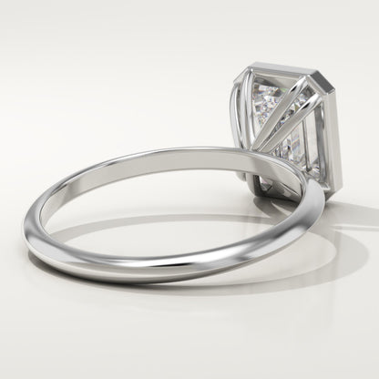 Emerald Cut Bezel Lab-Grown Diamond Engagement Ring
