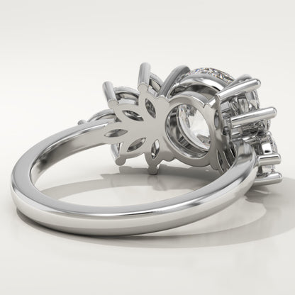Round Cut Cluster Lab-Grown Diamond Engagement Ring