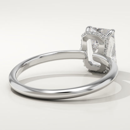 2 CT Radiant Cut Hidden Halo Moissanite Engagement Ring