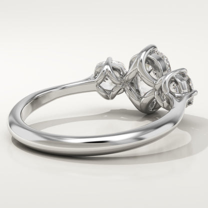 1 CT Elongated Cushion Cut Three Stone Moissanite Engagement Ring