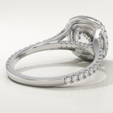 2.0 CT Cushion Cut Halo & Pave Lab-Grown Diamond Engagement Ring