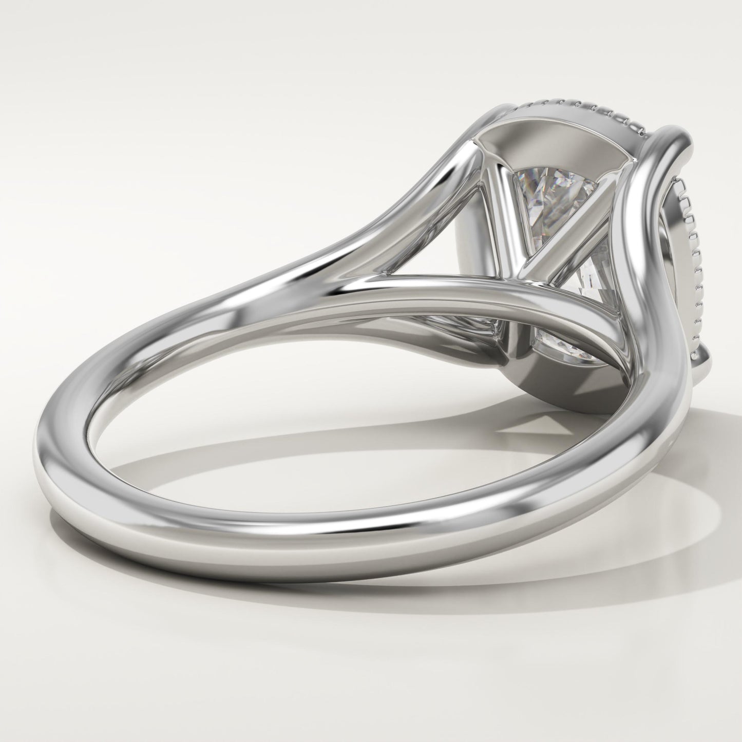 Elongated Cushion Cut Split Shank Lab-Grown Diamond Engagement Ring