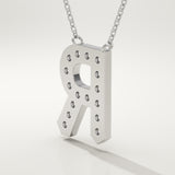 0.348 TCW Round Lab-Grown Diamond R Initial Necklace