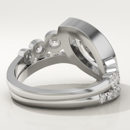 Marquise Cut Half Bezel Pave Lab-Grown Diamond Engagement Ring