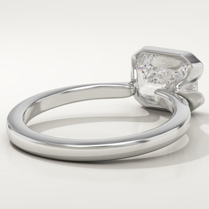 East West Emerald Cut Half Bezel Lab-Grown Diamond Engagement Ring