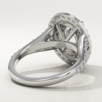 Oval Cut Double Halo & Pave Lab-Grown Diamond Engagement Ring
