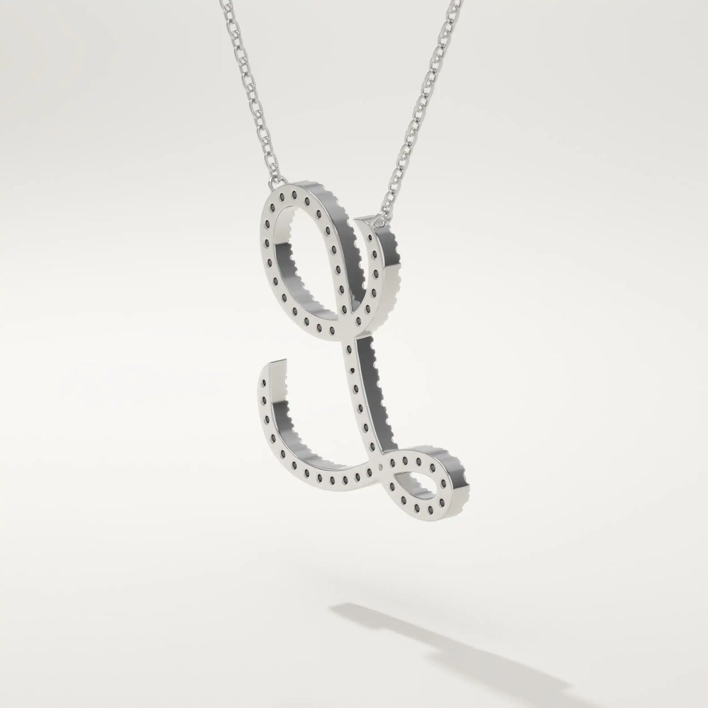 0.198 TCW Round Lab-Grown Diamond L Initial Necklace