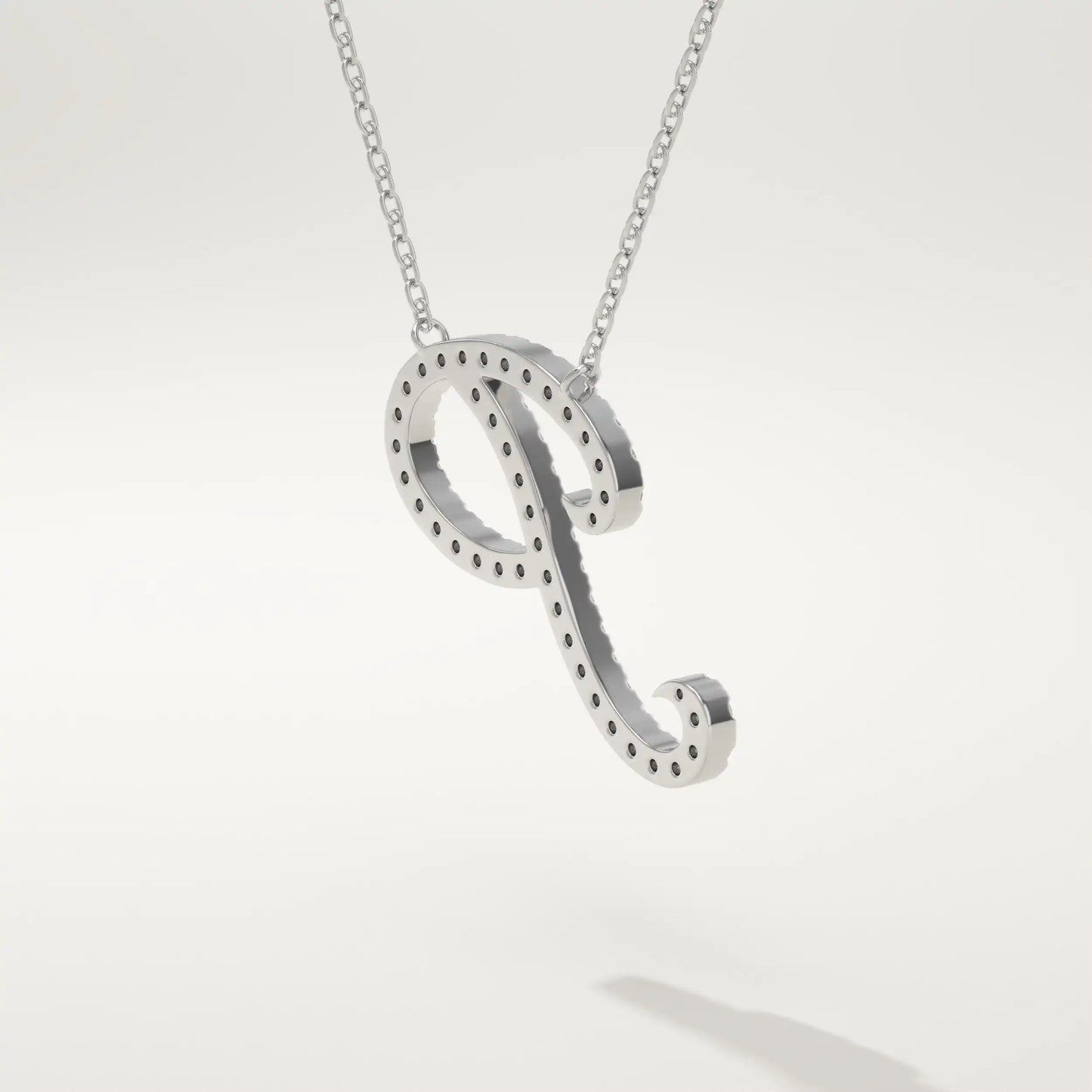 0.138 TCW Round Lab-Grown Diamond P Initial Necklace