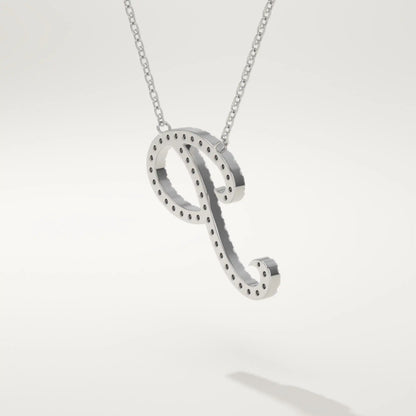 0.138 TCW Round Lab-Grown Diamond P Initial Necklace