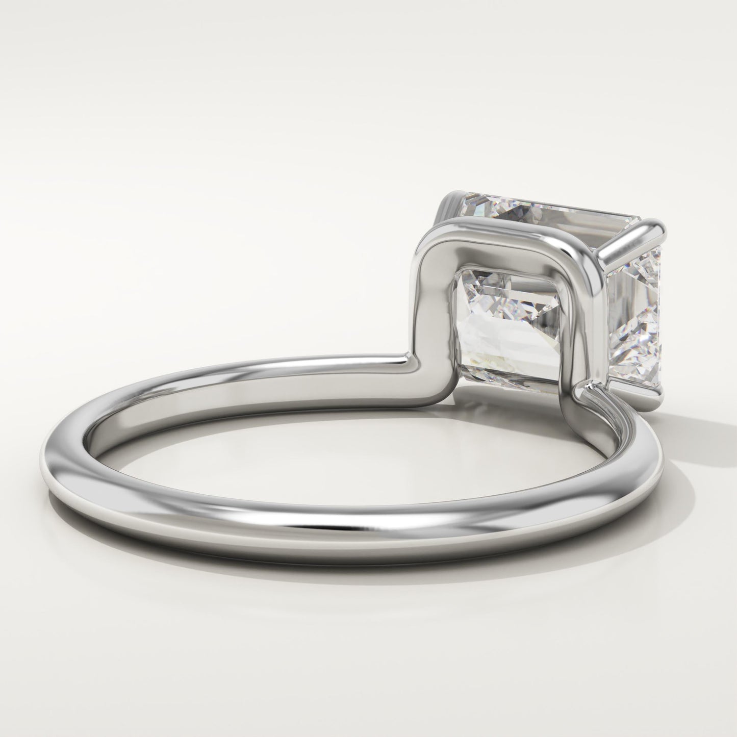 East West Emerald Cut Solitaire Lab-Grown Diamond Engagement Ring