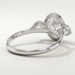 1.5 CT Oval Cut Three Stone Bezel Lab-Grown Diamond Engagement Ring