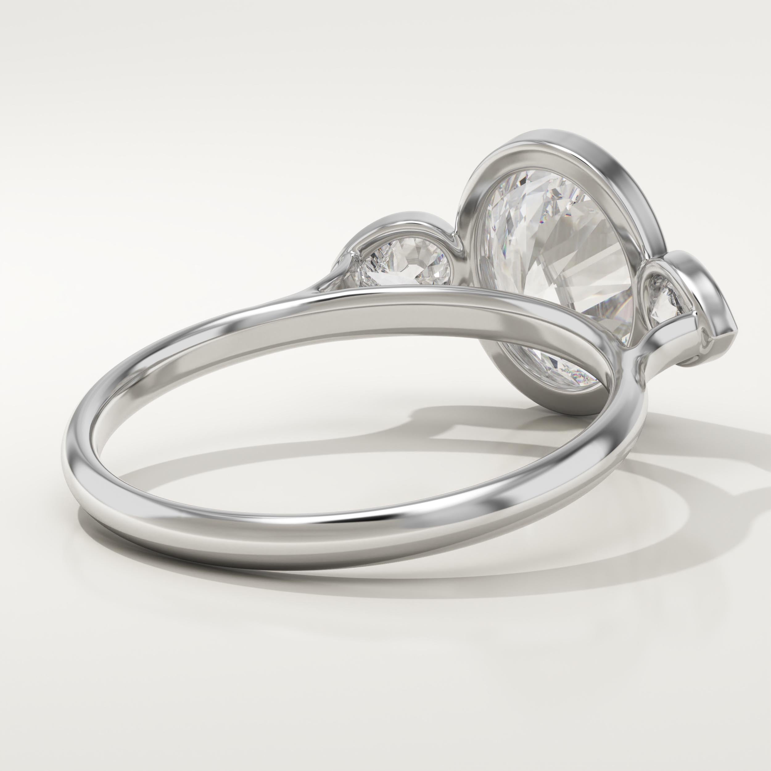 1.5 CT Oval Cut Three Stone Bezel Lab-Grown Diamond Engagement Ring