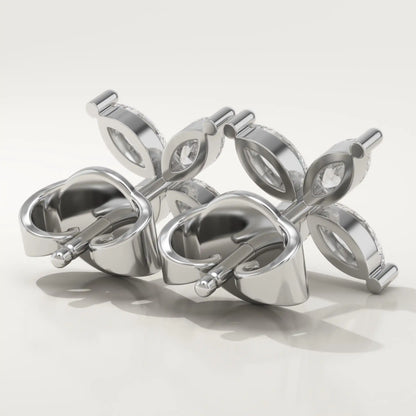 1.41 TCW Marquise Lab-Grown Diamond Flower Stud Earrings