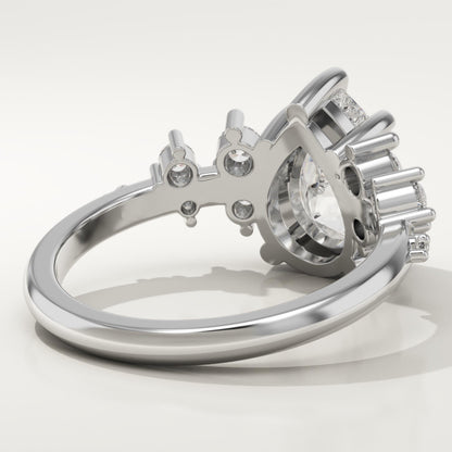 Pear Cut Cluster Lab-Grown Diamond Engagement Ring