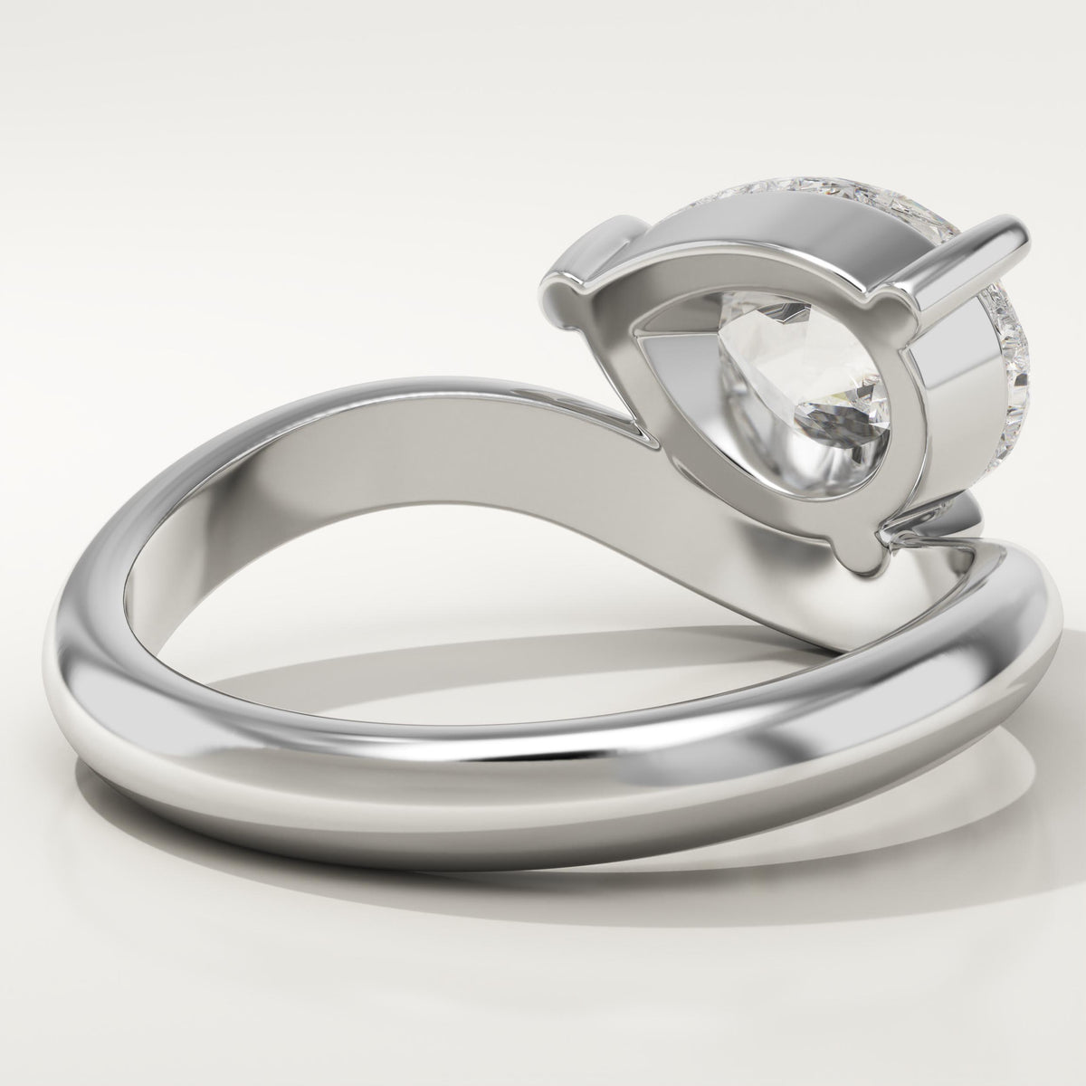 Pear Cut Curved Lab-Grown Diamond Engagement Ring