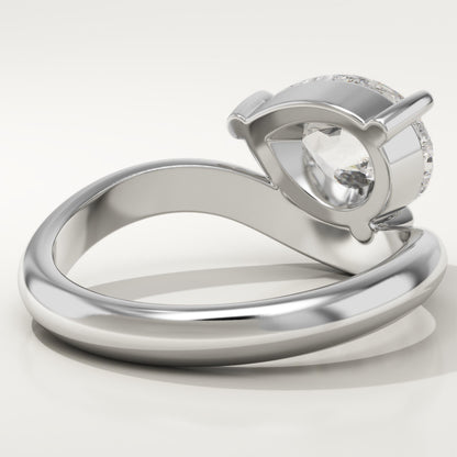 Pear Cut Curved Lab-Grown Diamond Engagement Ring