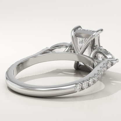 Radiant Cut Three Stone & Pave Lab-Grown Diamond Engagement Ring