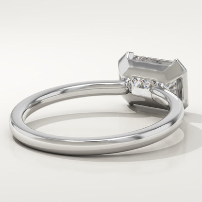 1.75 CT Emerald Cut Half Bezel Moissanite Engagement Ring