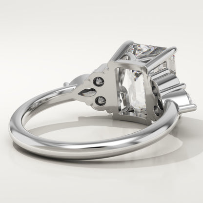 Emerald Cut Cluster Lab-Grown Diamond Engagement Ring
