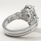 1.22 CT Oval Cut Cluster Lab-Grown Diamond Bridal Set