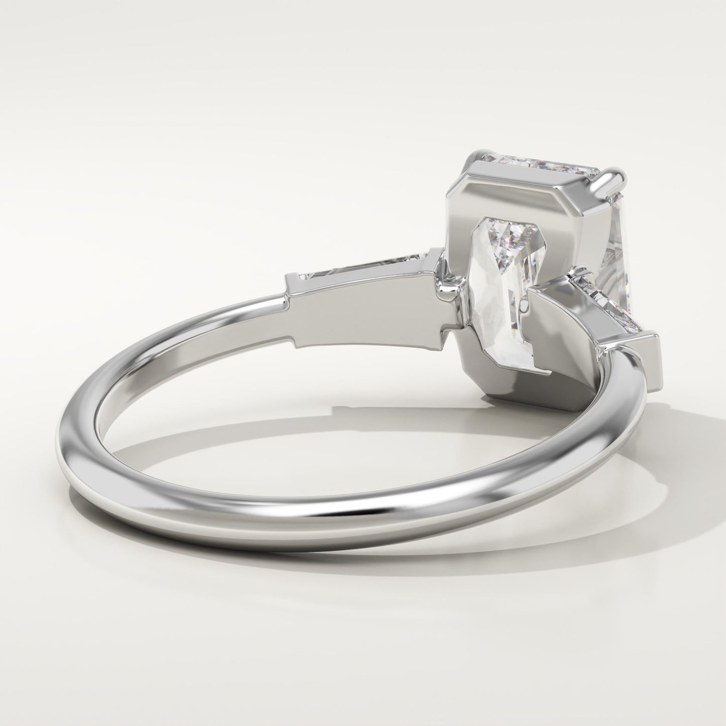 2 CT Emerald Cut Three Stone Moissanite Engagement Ring