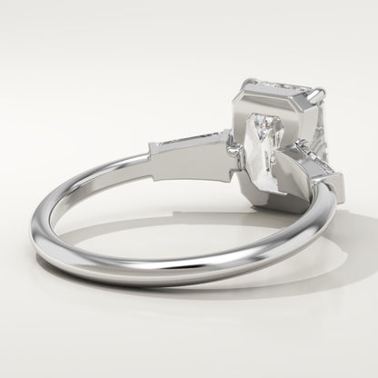 2 CT Emerald Cut Three Stone Moissanite Engagement Ring