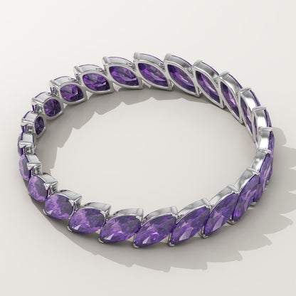 1.2 TCW Marquise Shaped February-Amethyst Birthstone Wedding Band