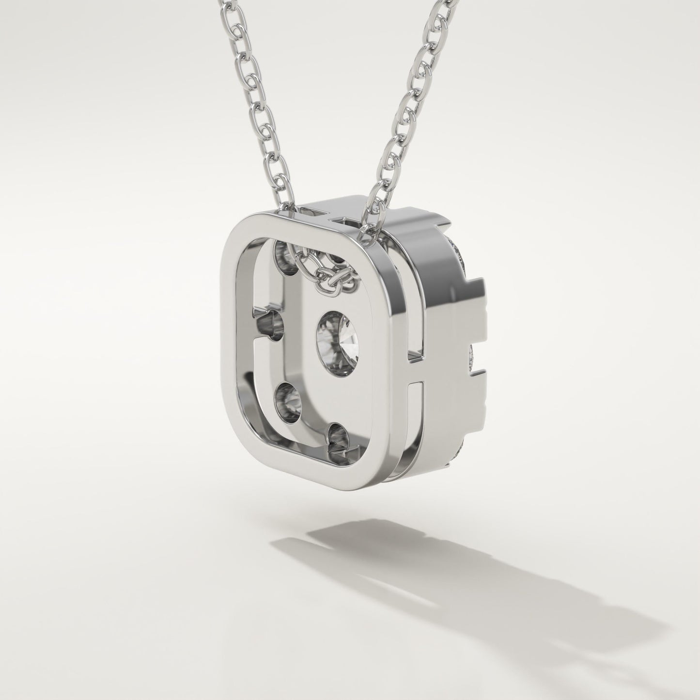 1.16 TCW Round Lab-Grown Diamond Cushion Charm Necklace