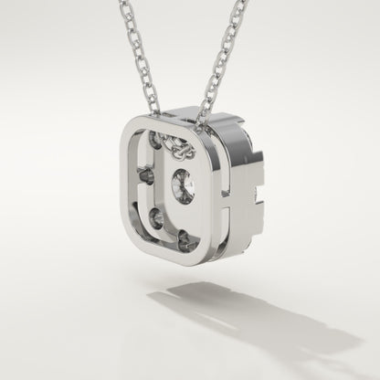 1.16 TCW Round Lab-Grown Diamond Cushion Charm Necklace