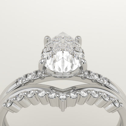 1 CT Pear Cut Moissanite Pave Bridal Set (US Size 7 Ready To Ship)