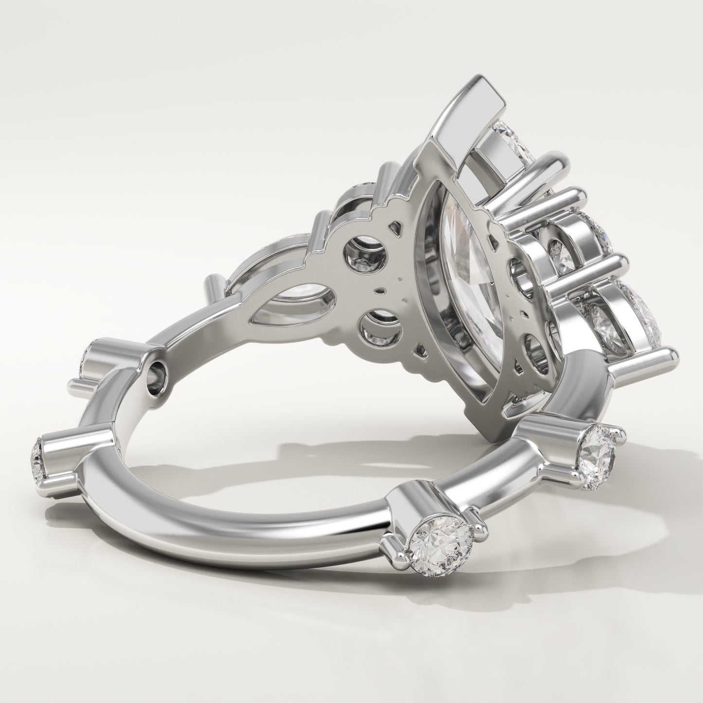 Marquise Cut Cluster Lab-Grown Diamond Engagement Ring