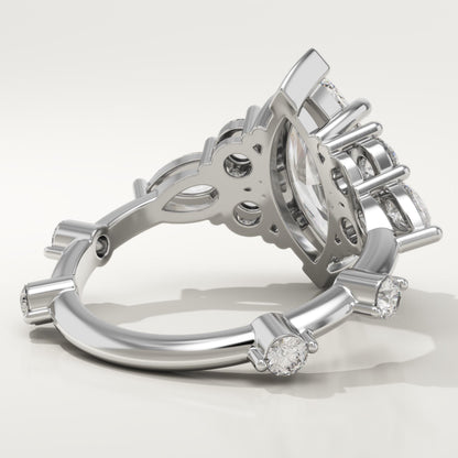 Marquise Cut Cluster Lab-Grown Diamond Engagement Ring