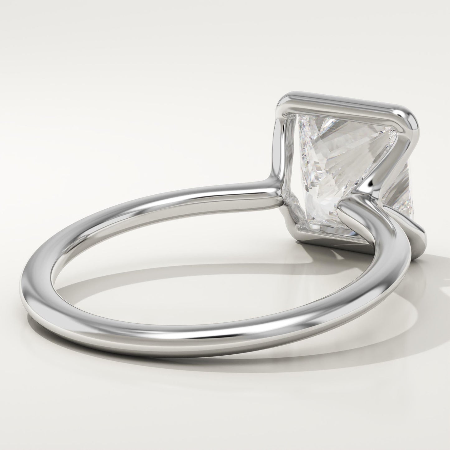 Princess Cut Half Bezel Lab-Grown Diamond Engagement Ring