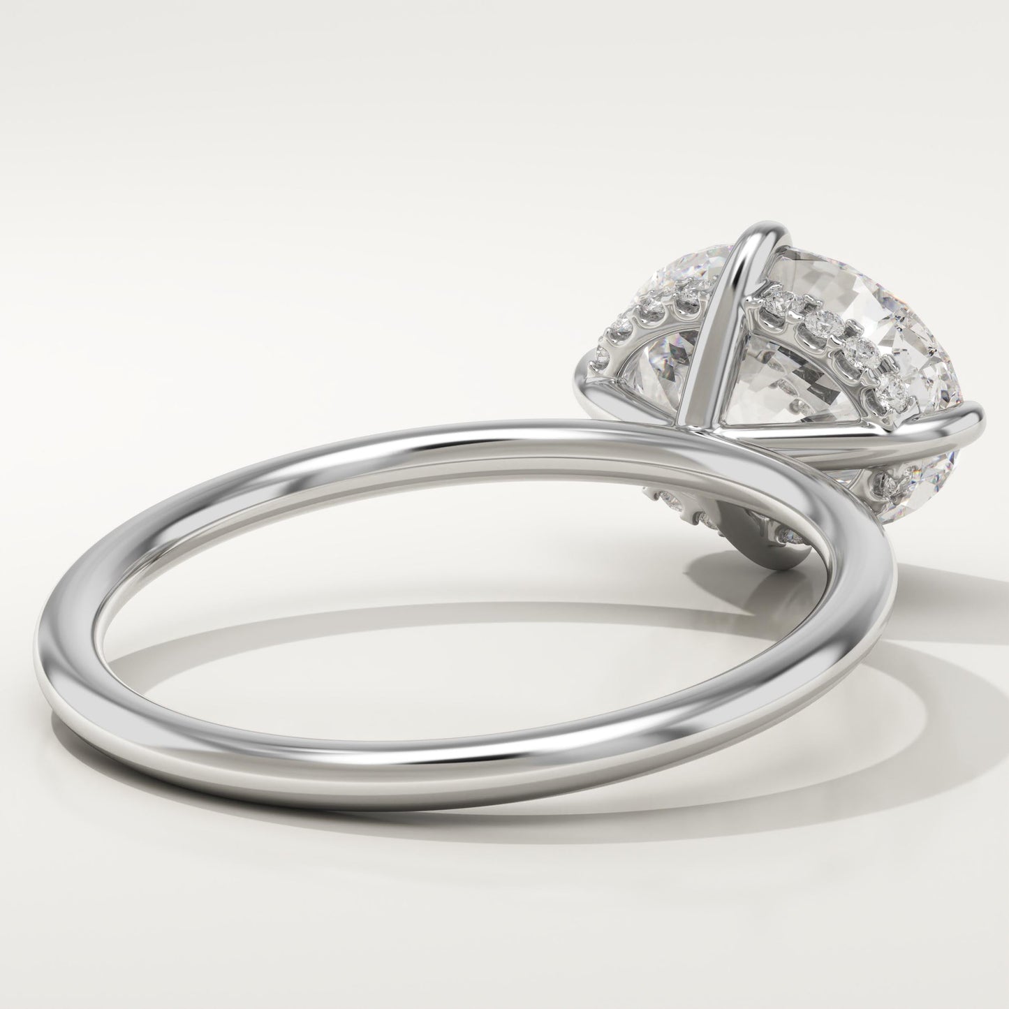 East West Oval Cut Hidden Halo Lab-Grown Diamond Engagement Ring