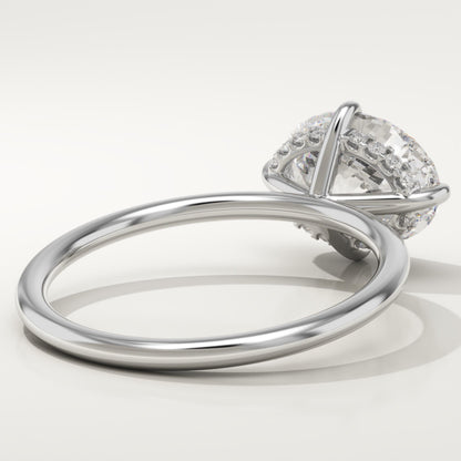 East West Oval Cut Hidden Halo Lab-Grown Diamond Engagement Ring