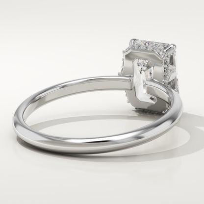 2 CT Emerald Cut Hidden Halo Moissanite Engagement Ring