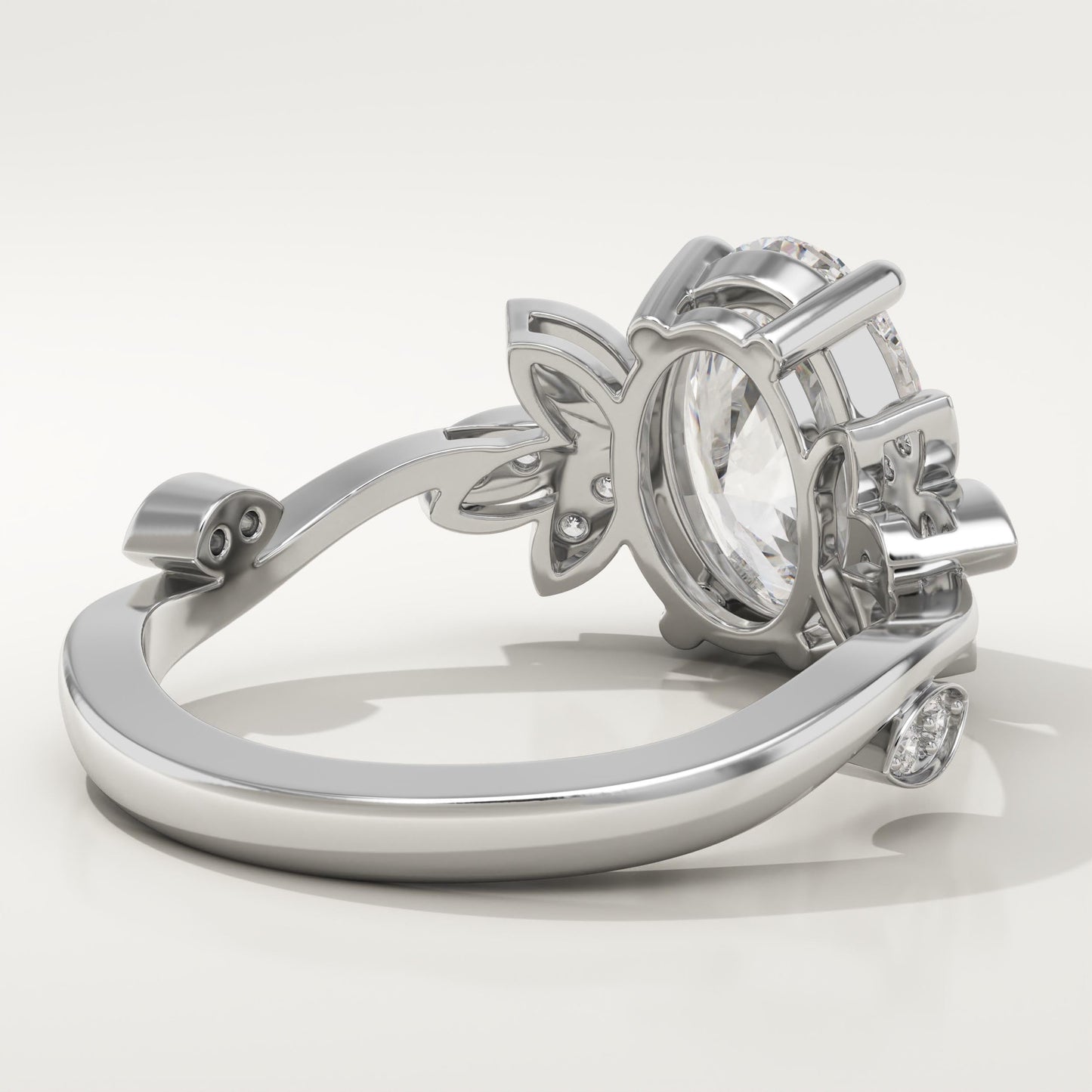Oval Cut Nature Inspired Lab-Grown Diamond Engagement Ring