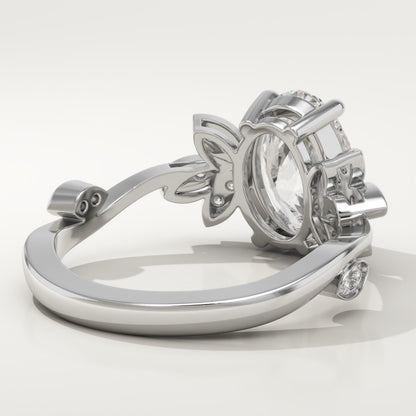 Oval Cut Nature Inspired Lab-Grown Diamond Engagement Ring