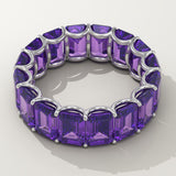 8.91 TCW Emerald Shaped February-Amethyst Birthstone Wedding Band