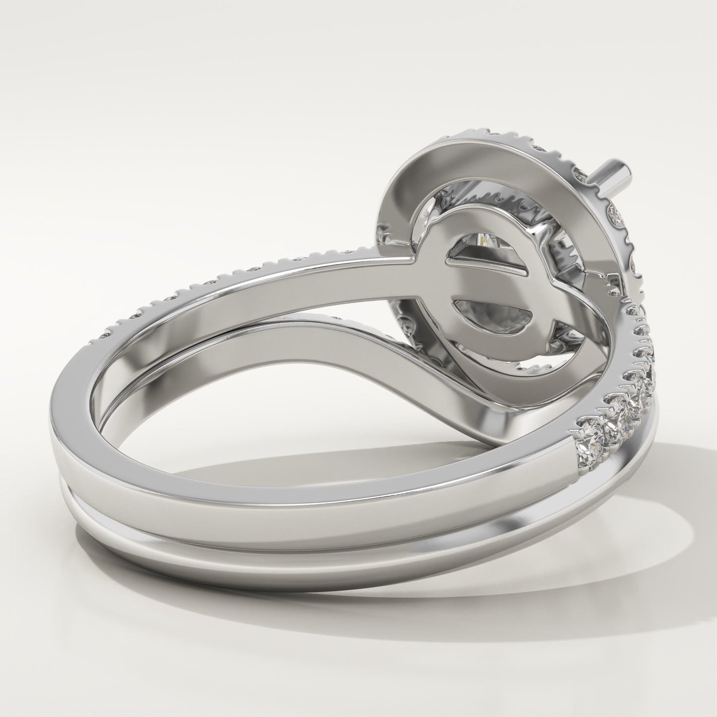 Round Cut Halo & Pave Lab-Grown Diamond Bridal Set
