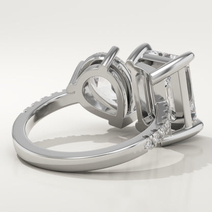 4.75 TCW Pear & Radiant Cut Toi Et Moi Pave Lab-Grown Diamond Engagement Ring