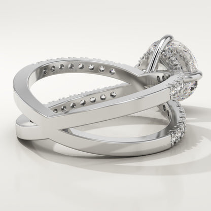 Round Cut Hidden Halo & Criss Cross Pave Lab-Grown Diamond Engagement Ring