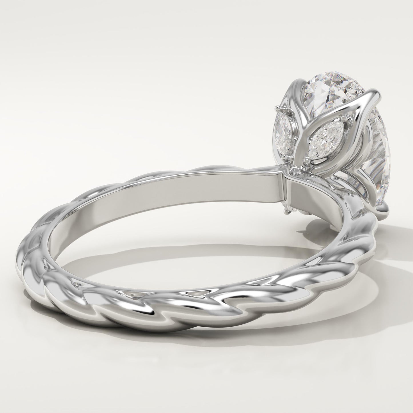 Oval Cut Twisted Shank Lab-Grown Diamond Engagement Ring